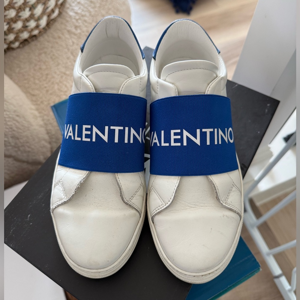 Valentino White and Blue Designer Sneakers